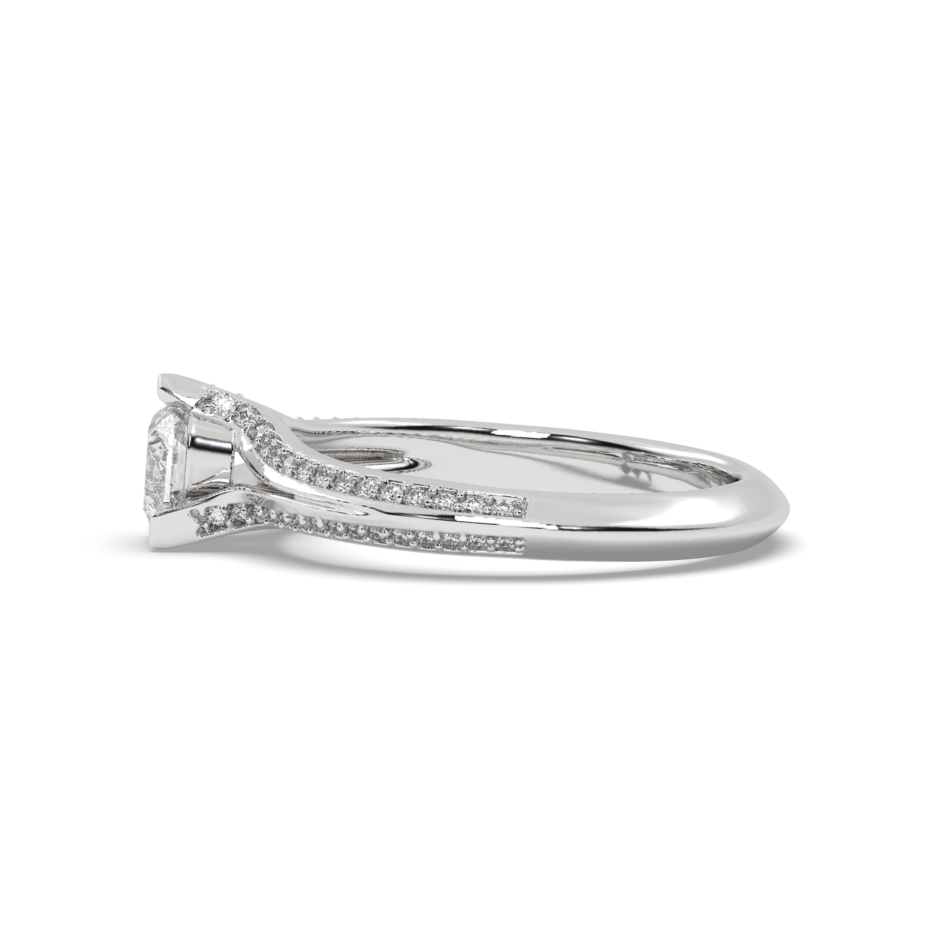 White Gold Studded 0.804 Carat Lab Grown Diamond Ring-E Color VS1 Clarity.